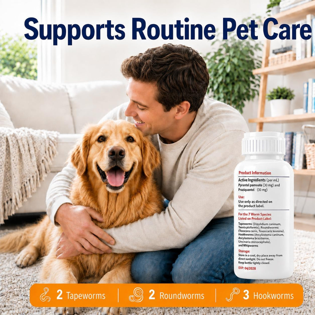 7 Way Dewormer for Dogs, Dog Dewormer for Tapeworm Roundworm