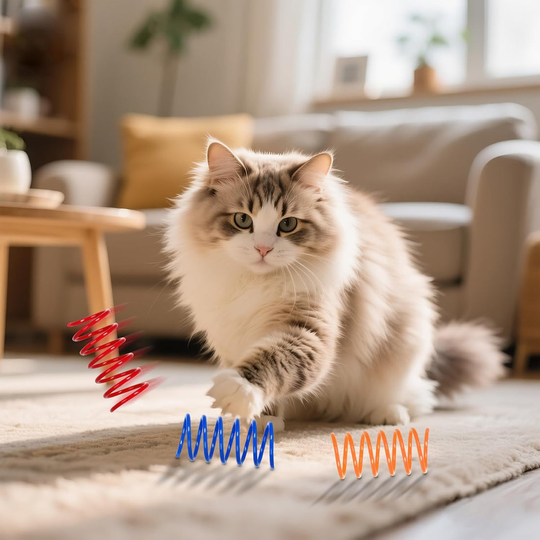72 PCS 12 Colors Cat Spring Toys for Indoor Cats