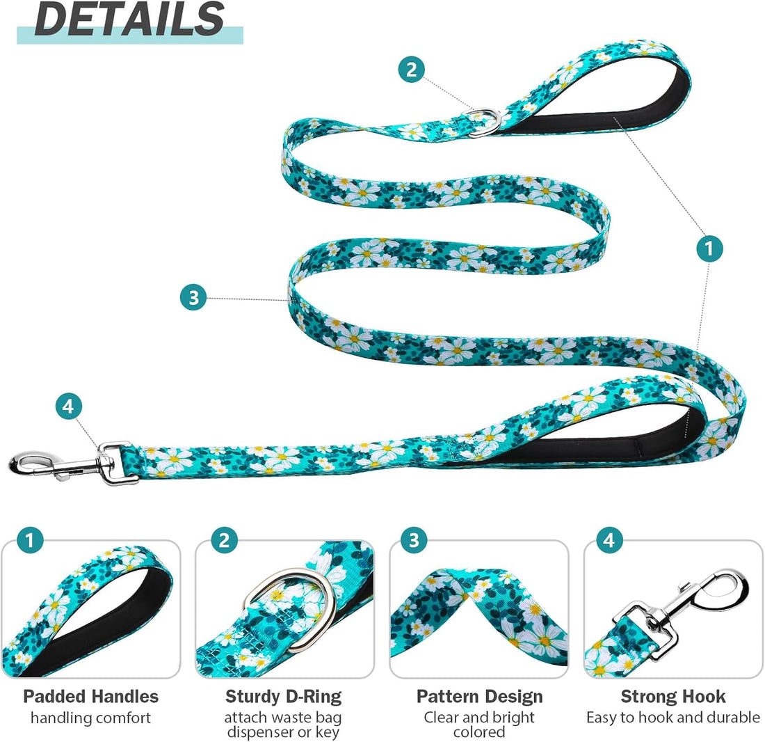 Hikiko 6FT Dog Leash Padded Double Handle with Designed Pattern