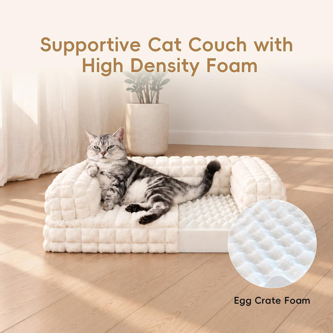 Cat Couch Bed for Indoor Cats,24 x 16.5 x 8 Inches, White