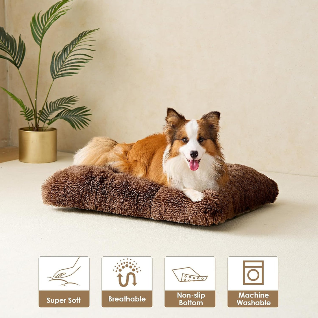EHEYCIGA Fluffy Dog Crate Bed, Plush Extra Large Dog Pillow