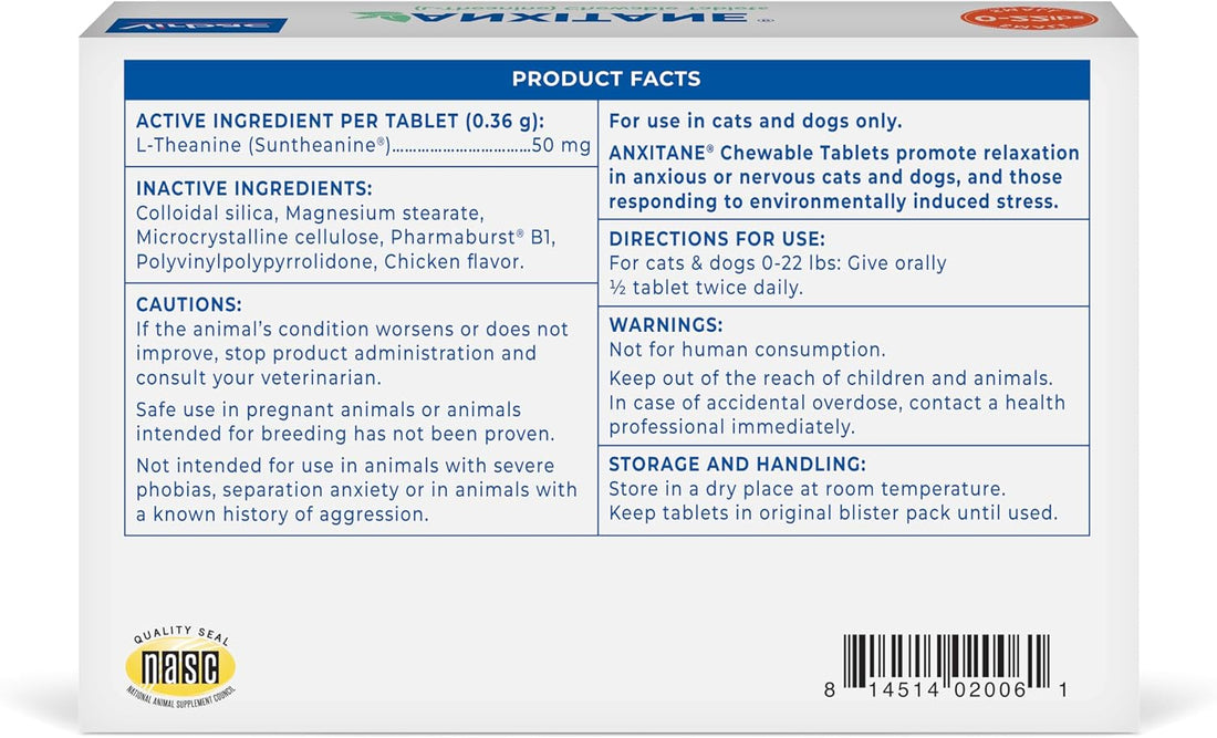ANXITANE Chewable Tablet- Calming Tablet for Anxious Behavior