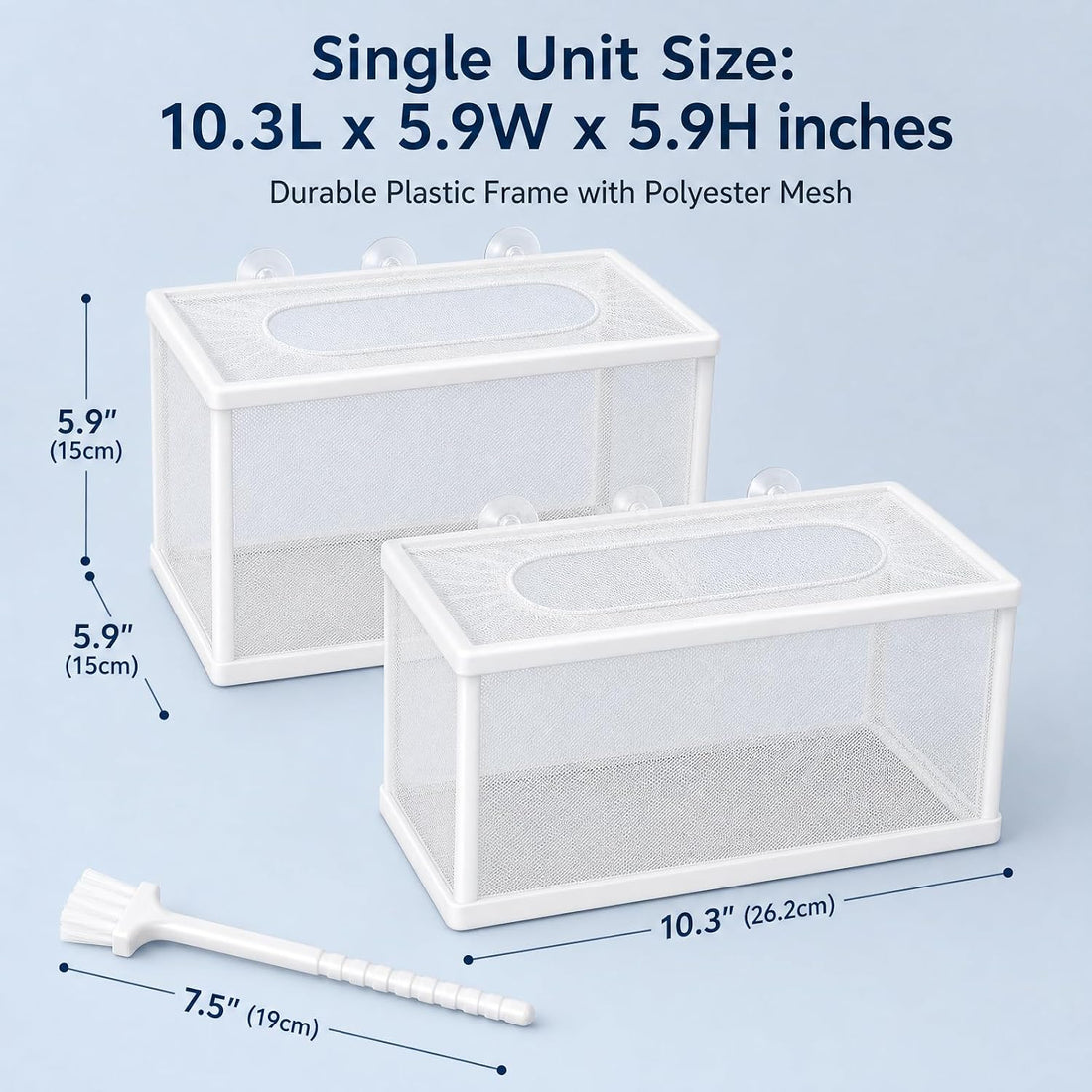 SNJORT Fine Mesh Fry Breeder Box 2 Pack with Cleaning Brush