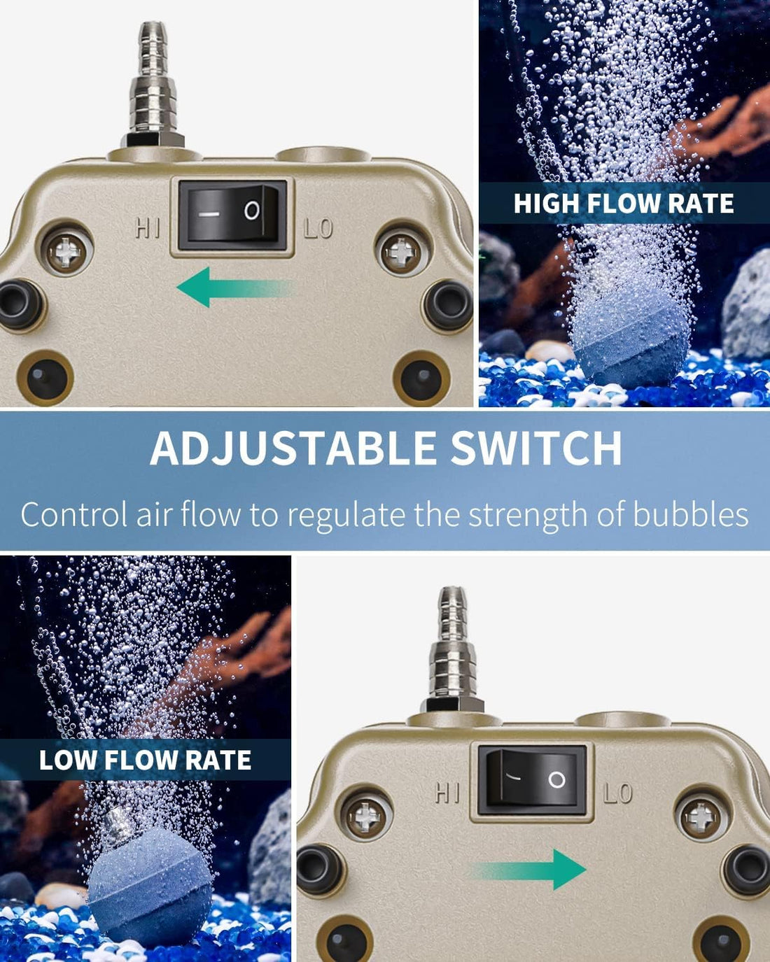 Pawfly 254 GPH Aquarium Air Pump Adjustable Quiet Oxygen Aerator Pump