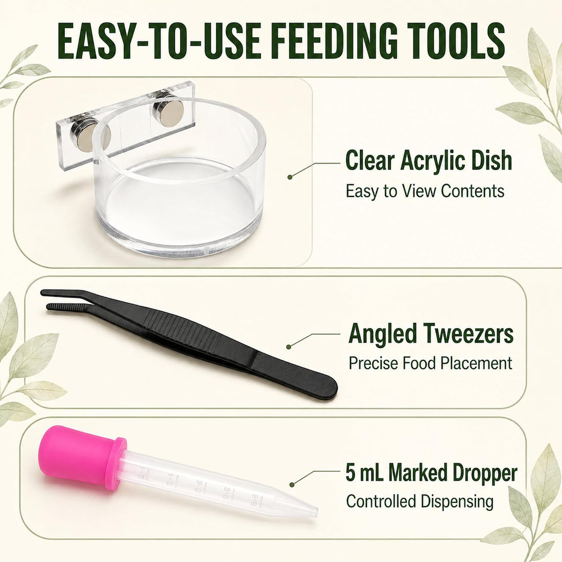 Jumping Spider Enclosure Accessories, Feeding Kit with Acrylic Bowl