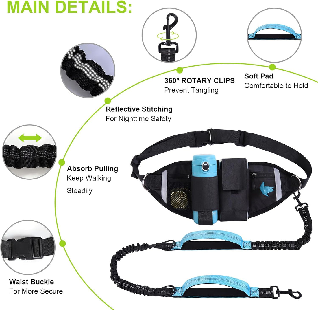 Hands Free Dog Leash, Waist Leash for Dog Walking, Running, Jogging