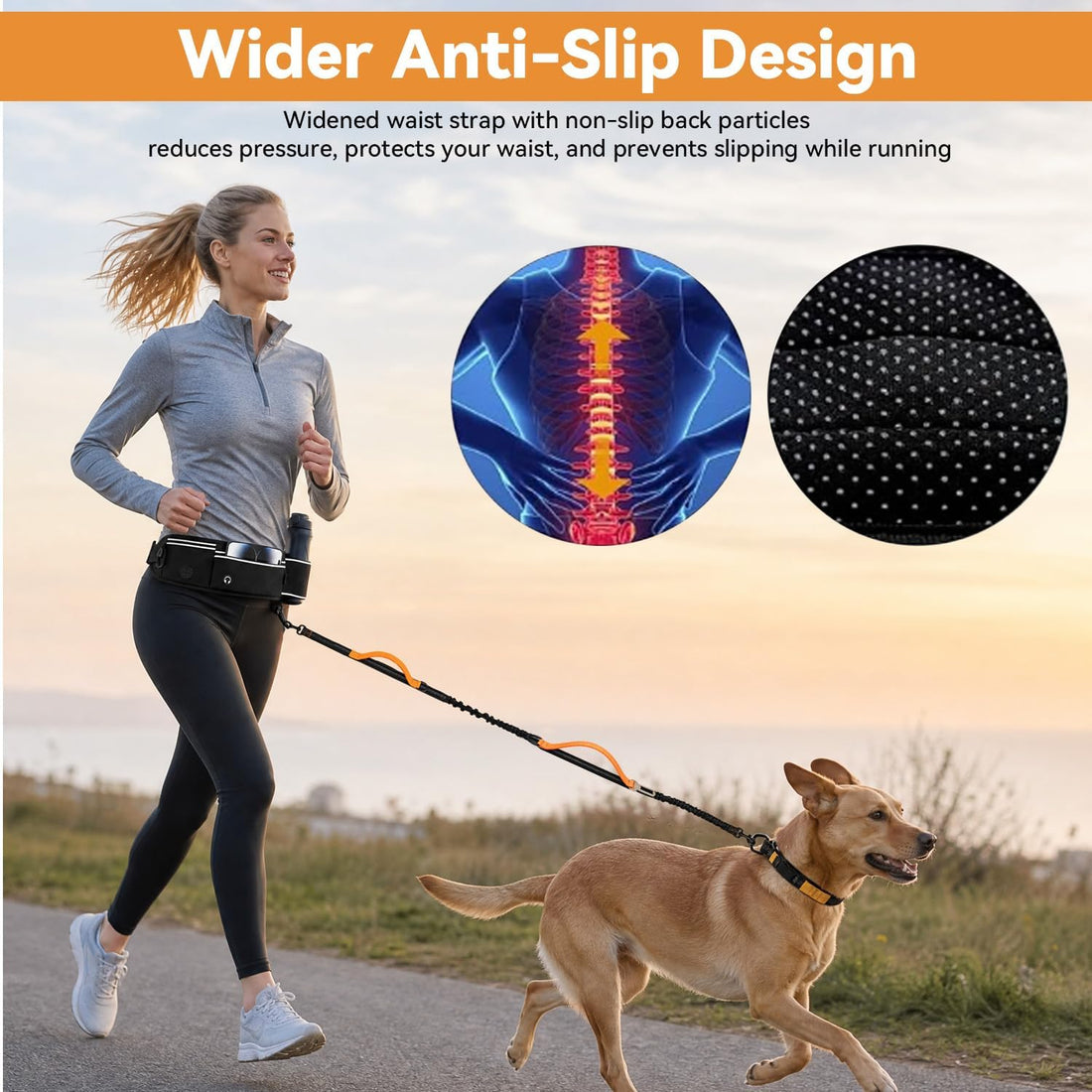 Hands Free Dog Leash, Heavy Duty 240lbs Bungee Leash with Fanny Pack