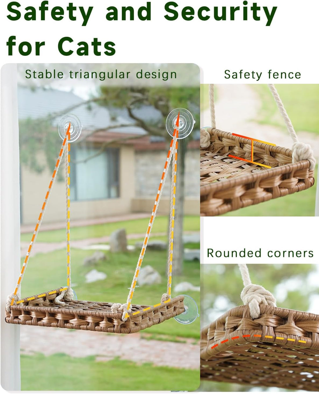 SETVSON Cat Window Perch Cat Window Hammock Bed for Indoor Cats