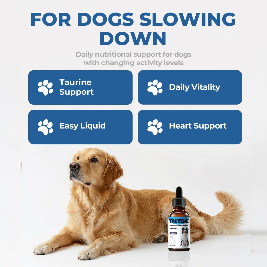 Taurine Supplement for Dogs Liquid Drops with CoQ10 & L-Carnitine