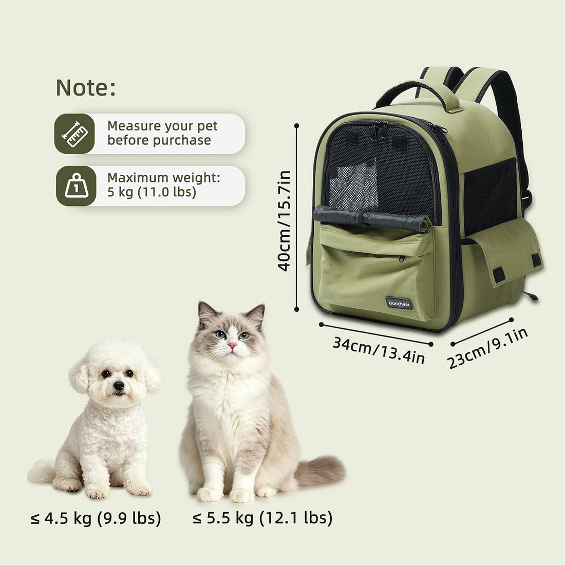 Dog Backpack Carrier for Small Dogs & Cats, Breathable Mesh Travel