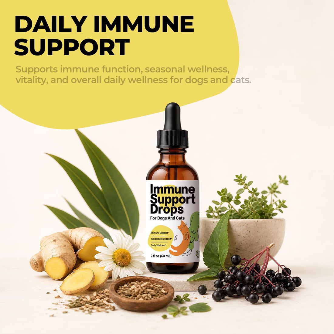 Dog Allergy Relief & Immune Support Drops for Dogs & Cats