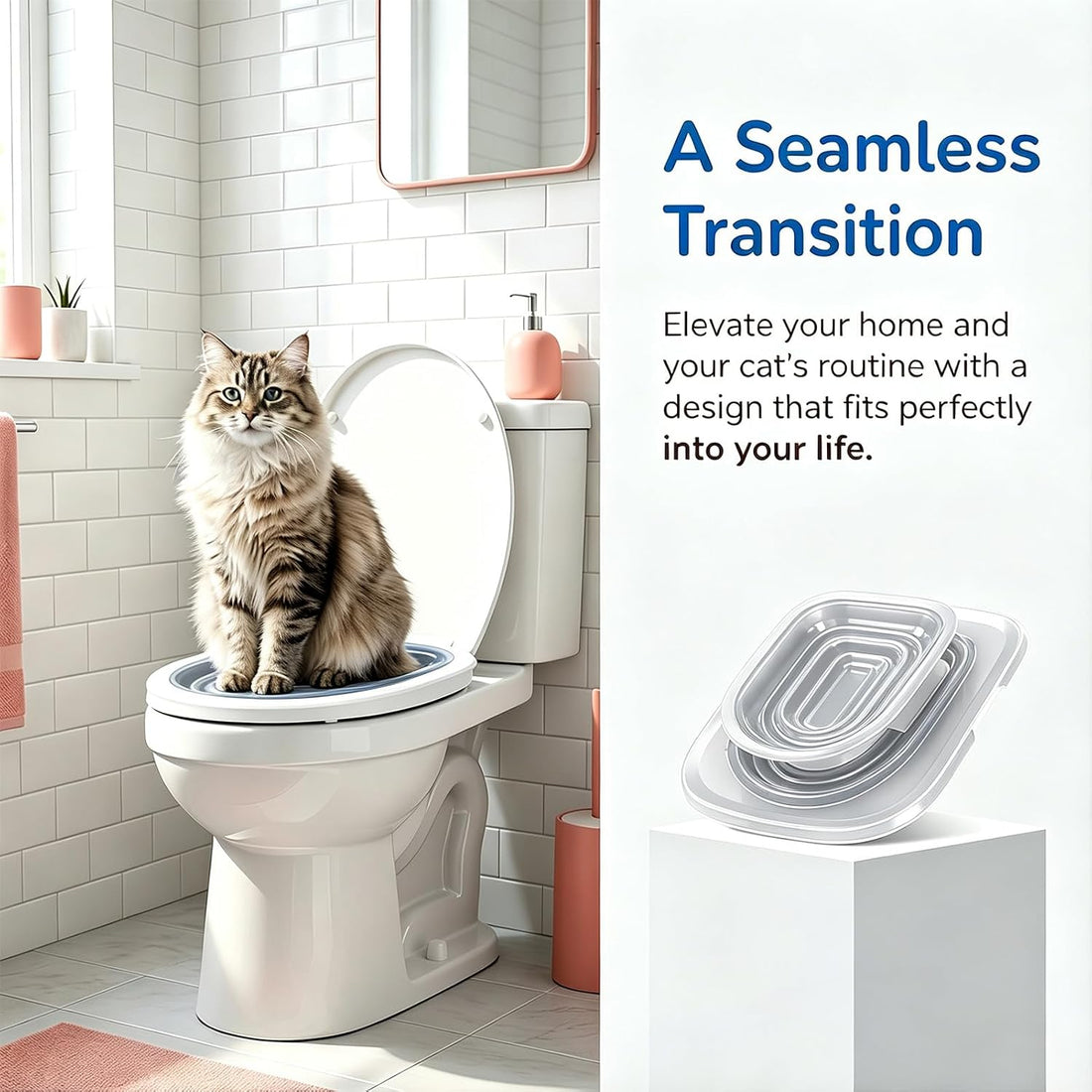 Cat Toilet Trainer Kit, Universal Cat Toilet Training Systems, Gray