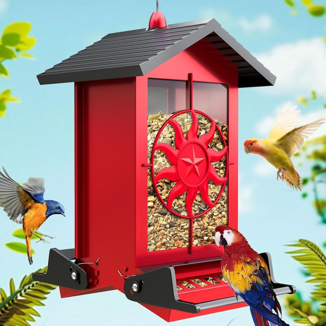 Squirrel Proof Bird Feeders for Outdoors with Weight-Activated