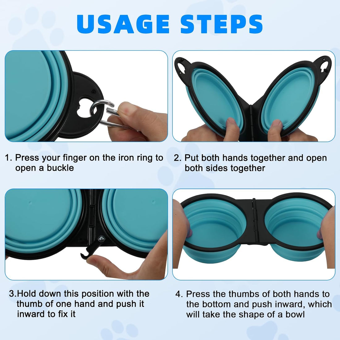 HDhqzm Collapsible Dog Dual Bowls
