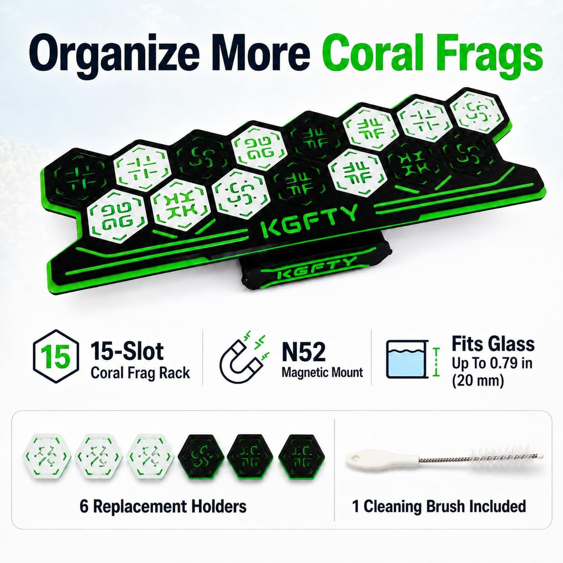 Magnetic Coral Frag Rack, 15-Hole Frag Plug Holder for Reef Tan