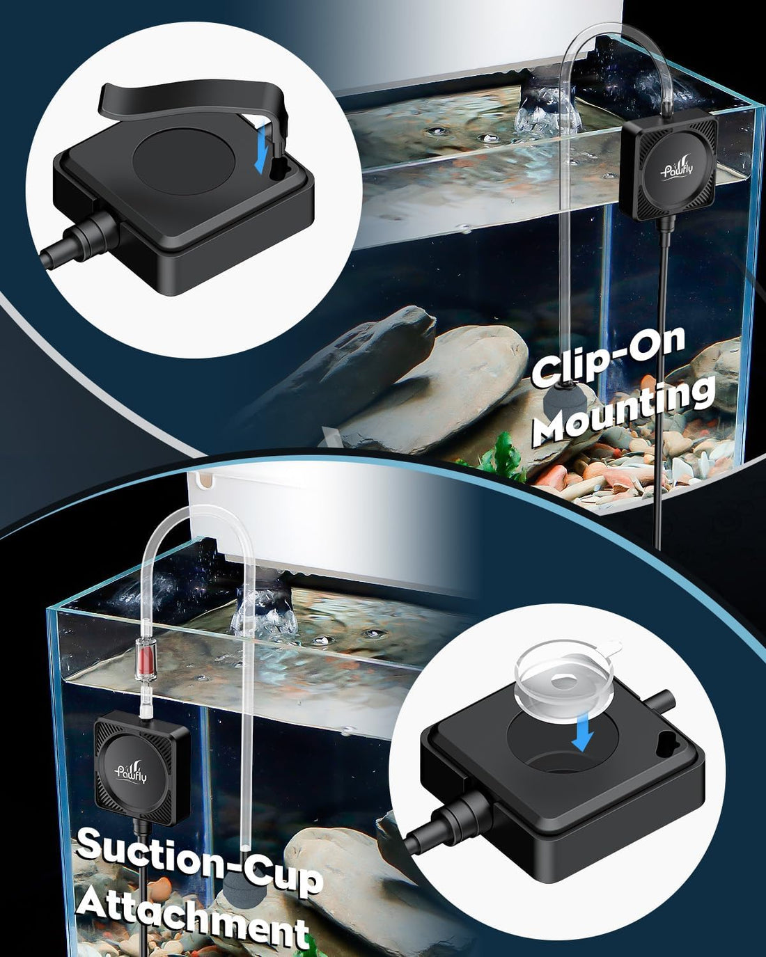 Pawfly Nano Silent Aquarium Air Pump, Mini Bubbler with Accessories