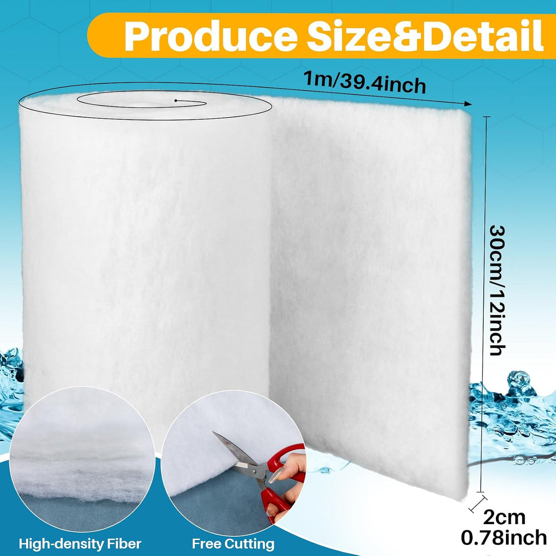 RAINFLOW Aquarium Filter Media Pad - White Filter Floss
