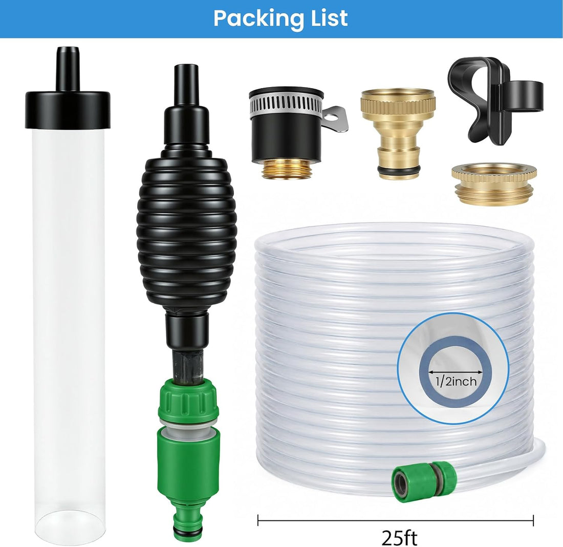 25ft Aquarium Gravel Vaccum Cleaner Fish Tank Siphon Water Changer