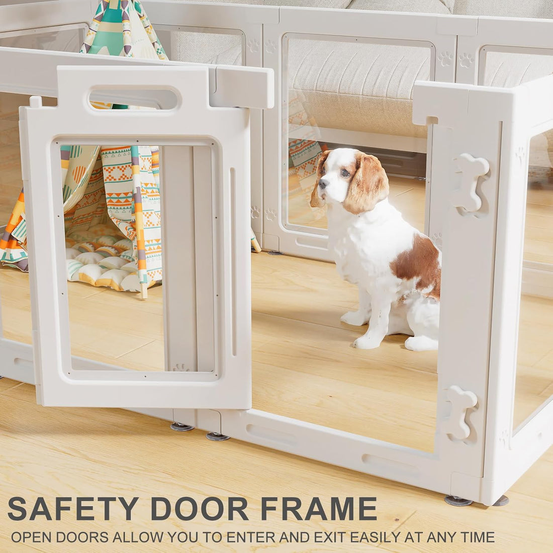 Clear Acrylic Dog Playpen with Door,23.6" Puppy Playpen,Easy Assemble