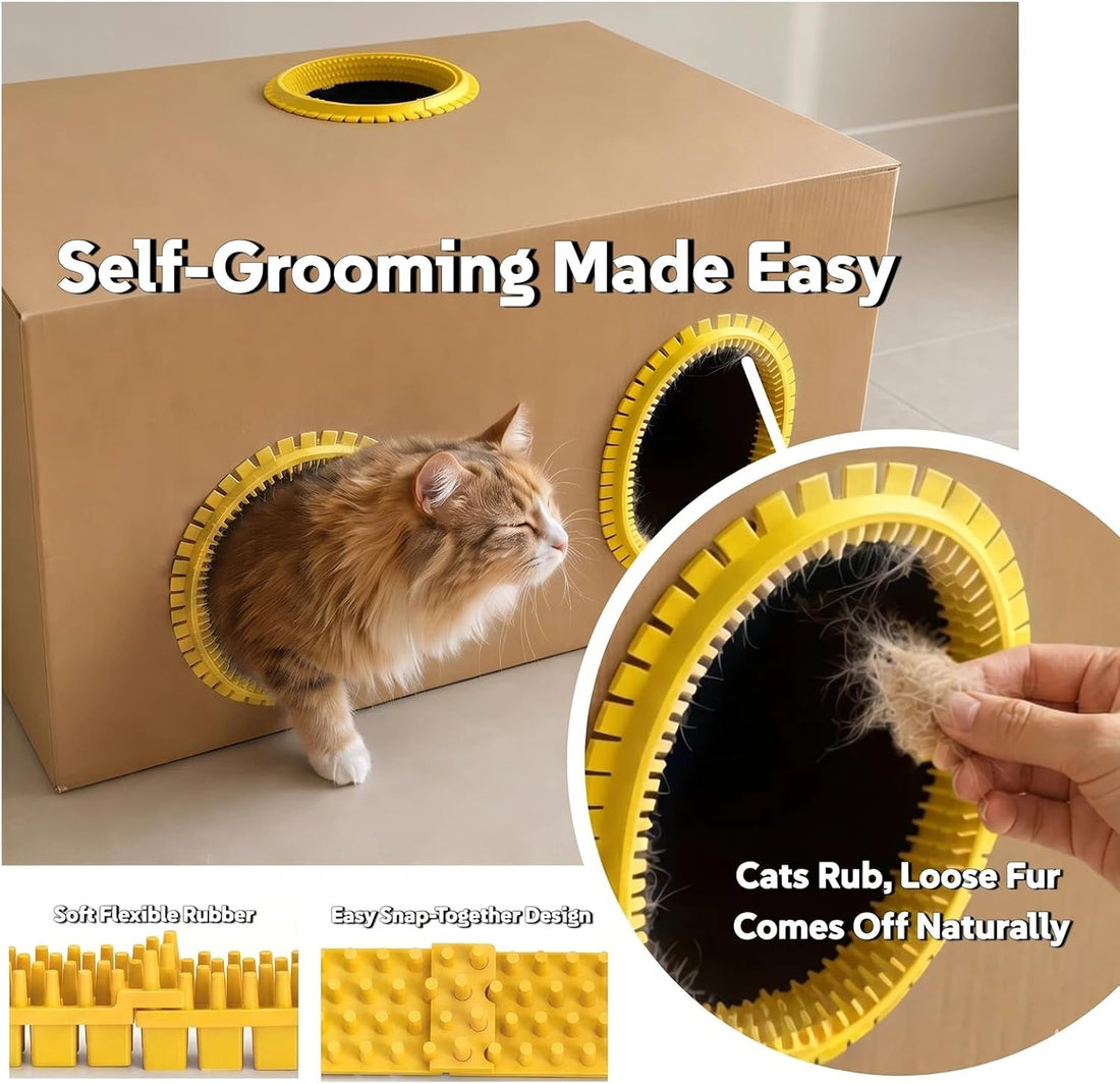 Cat Self Groomer Arch for Cardboard Boxes(Yellow | Refill)
