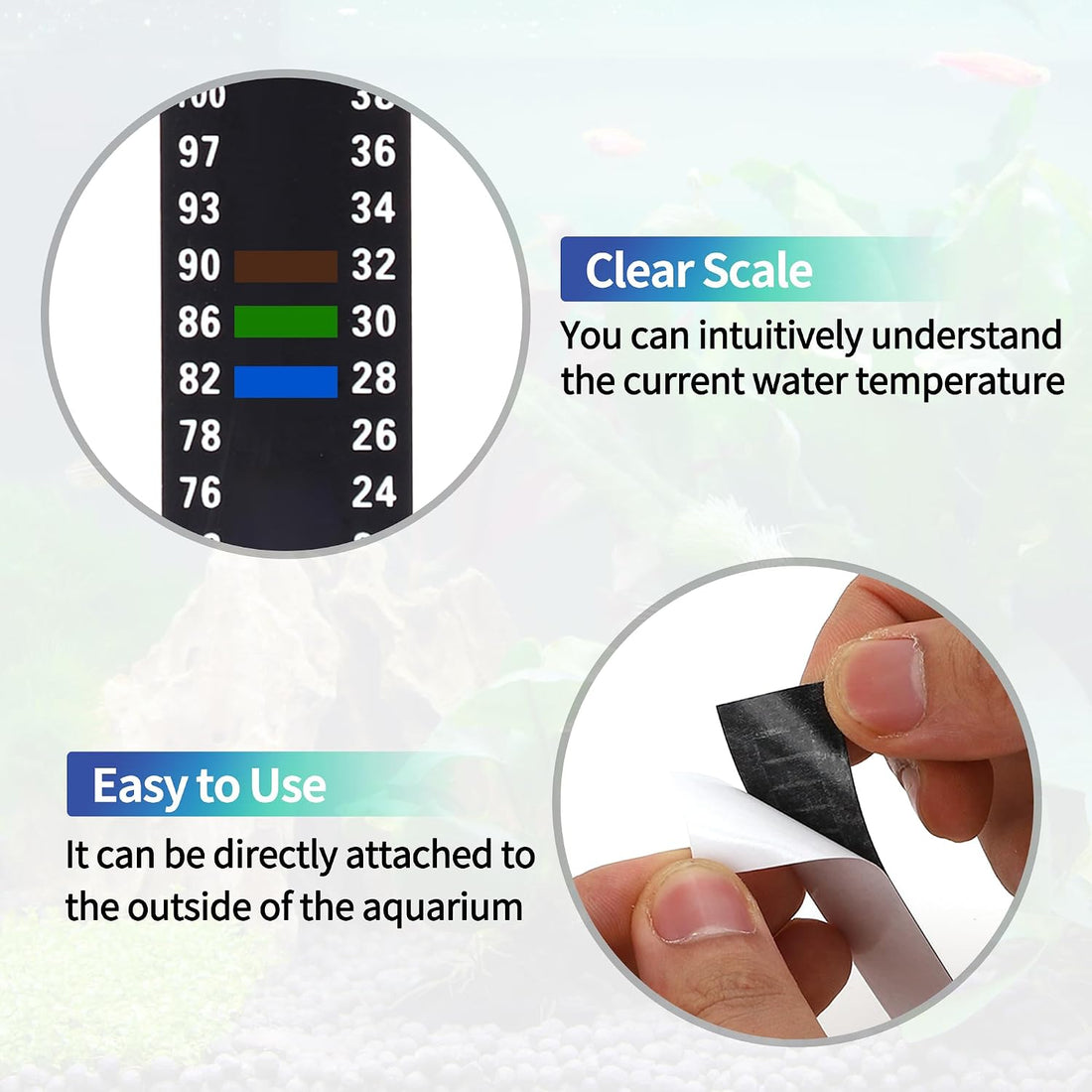 Aquarium Thermometer Strips, Fish Tank Temperature Gauge Stickers