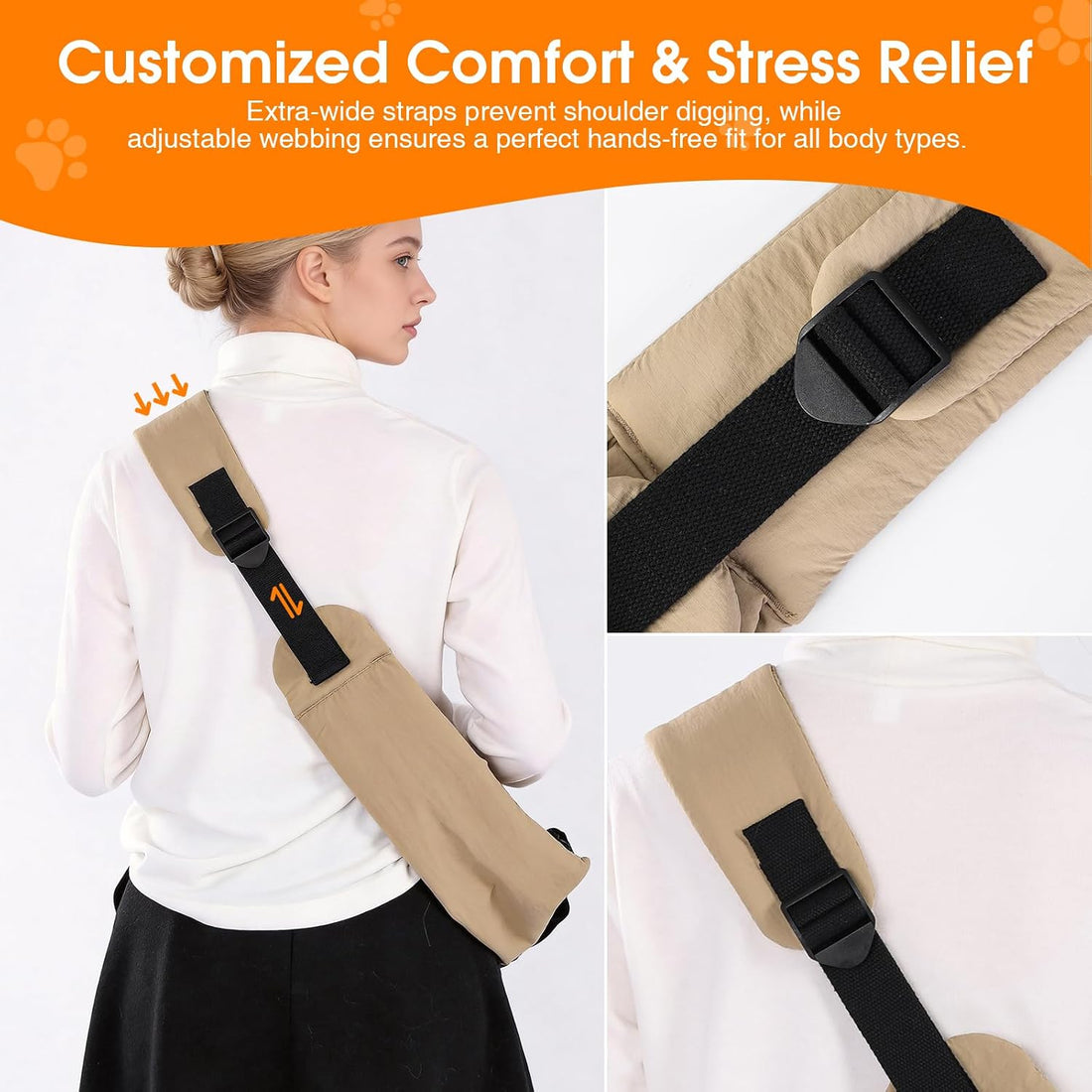 Dog Sling Carrier for Small Dogs & Cats 5-20 lbs, Adjustable Depth