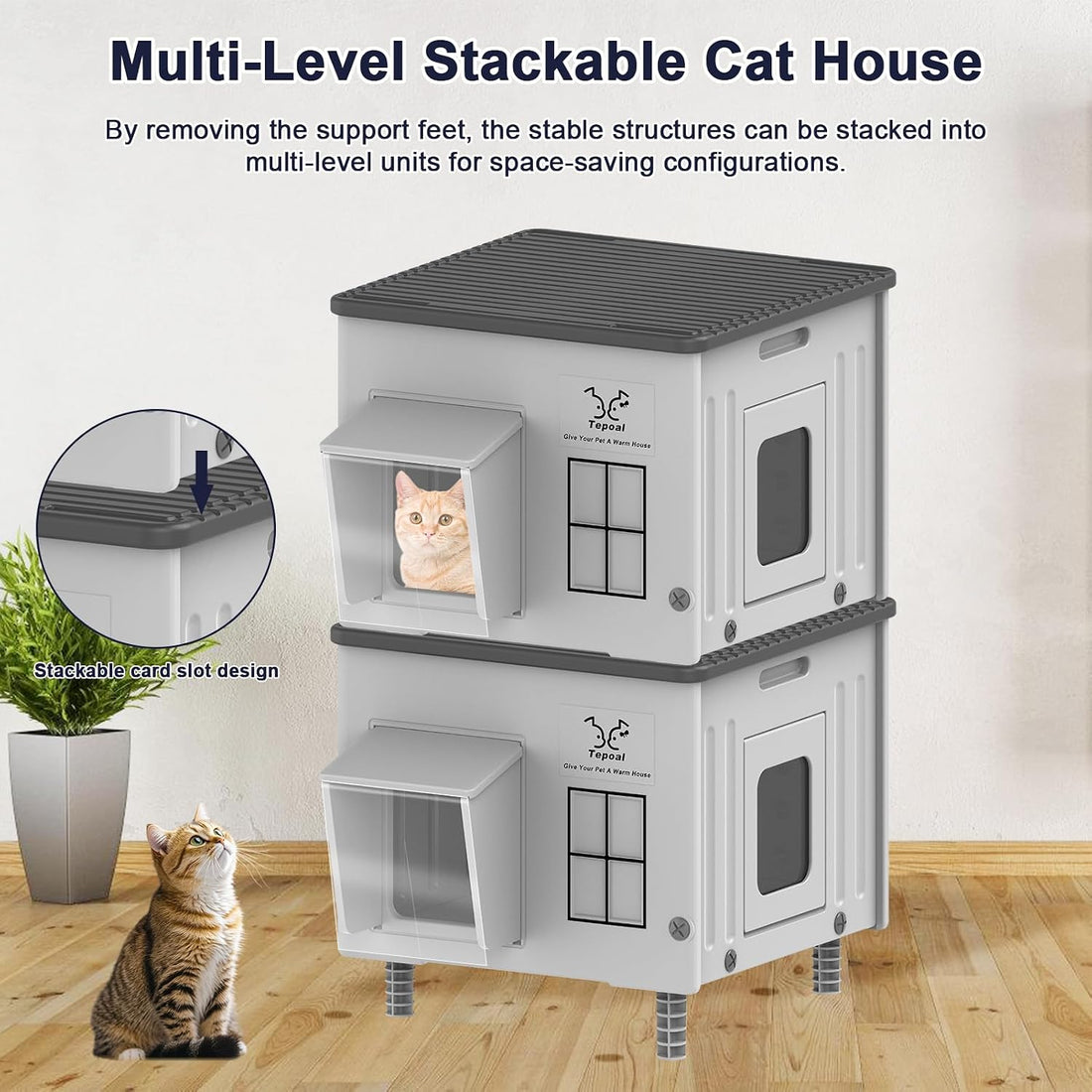17.7"x17"x17.5" Indestructible Heated Cat House for Outside Winter