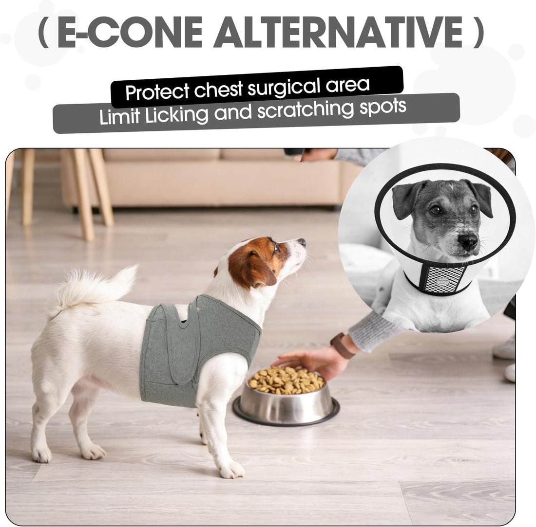 BRKURLEG Chest Recovery Suit for Dogs, Chest Wound Cover, Grey XL