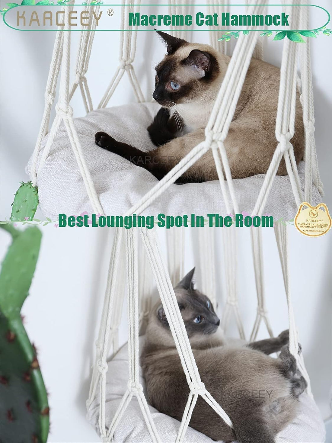 KARCEEY Macrame Cat Hammock Hanging Bed
