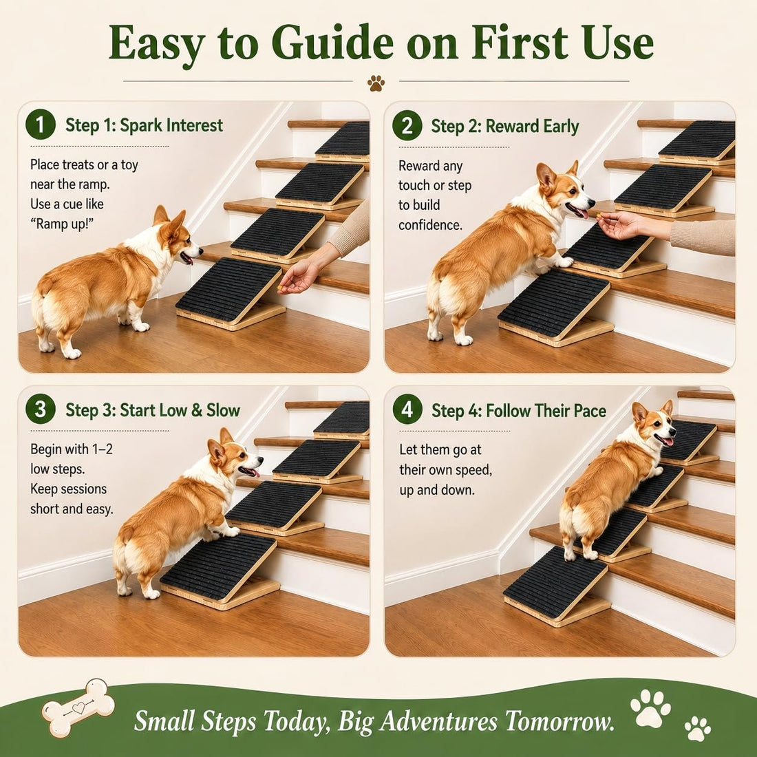 VKWJYOS Dog Ramp for Stairs, 2 Pack Foldable Stair Ramp for Dogs