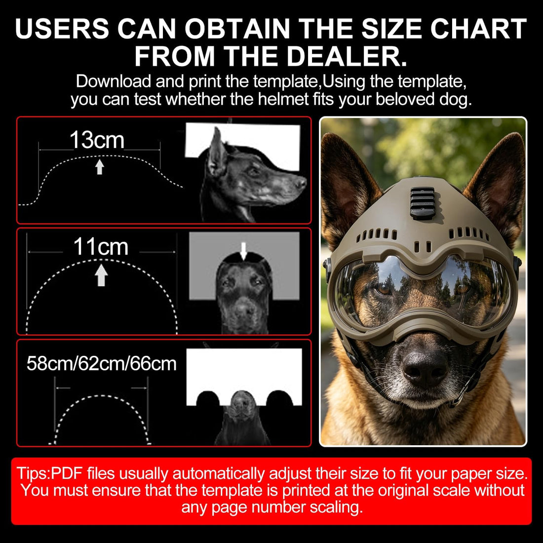 K9 Tactical Dog Helmet with Goggles, Earmuffs Protection Set