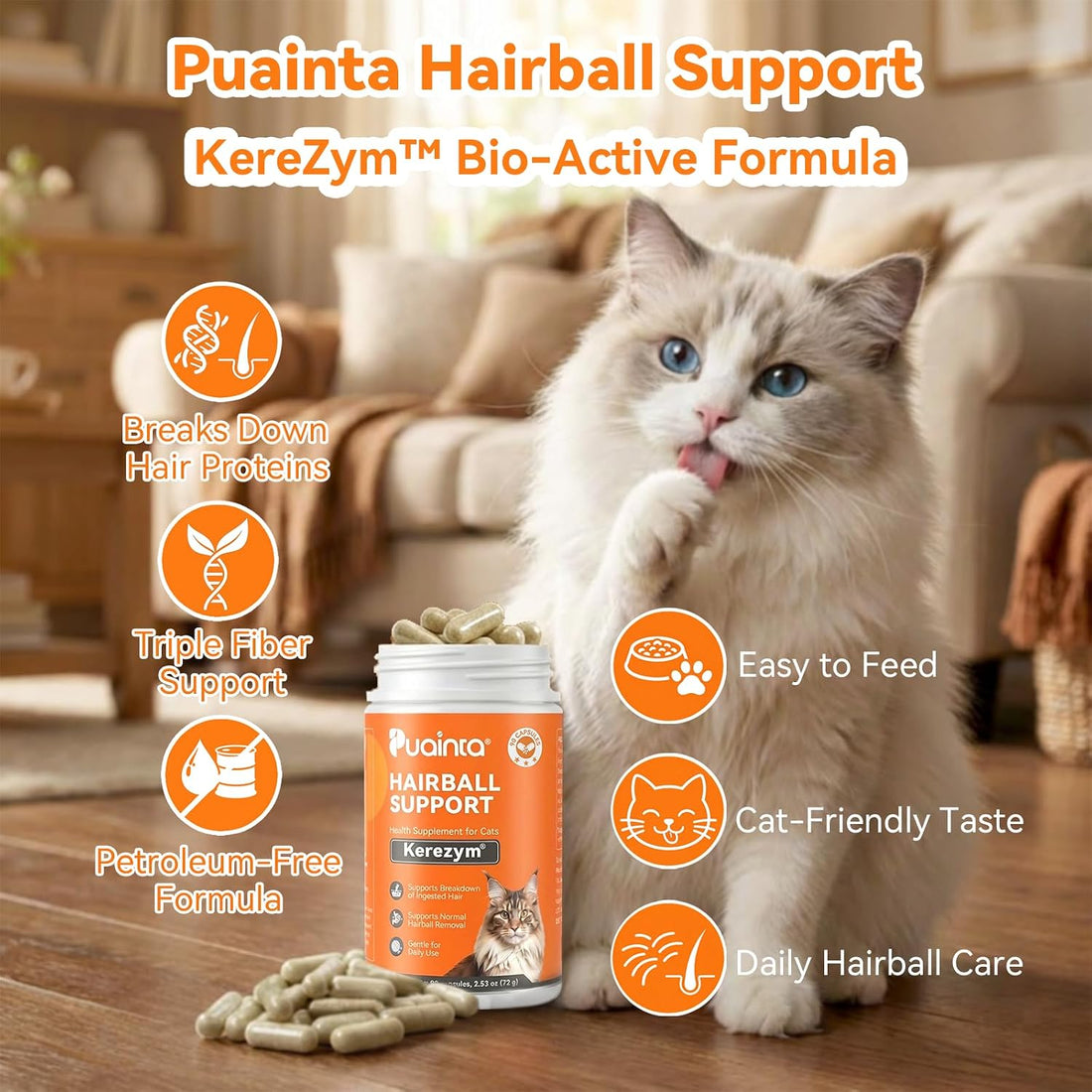 PUAINTA Cat Hairball Remedy & Cranberry Urinary Tract Support