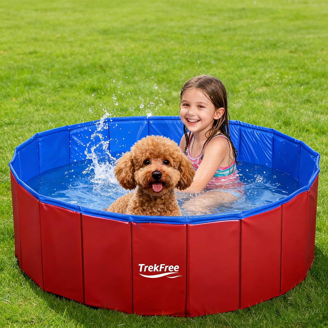 Foldable Dog Pool, Collapsible Plastic Dog Swimming Pool