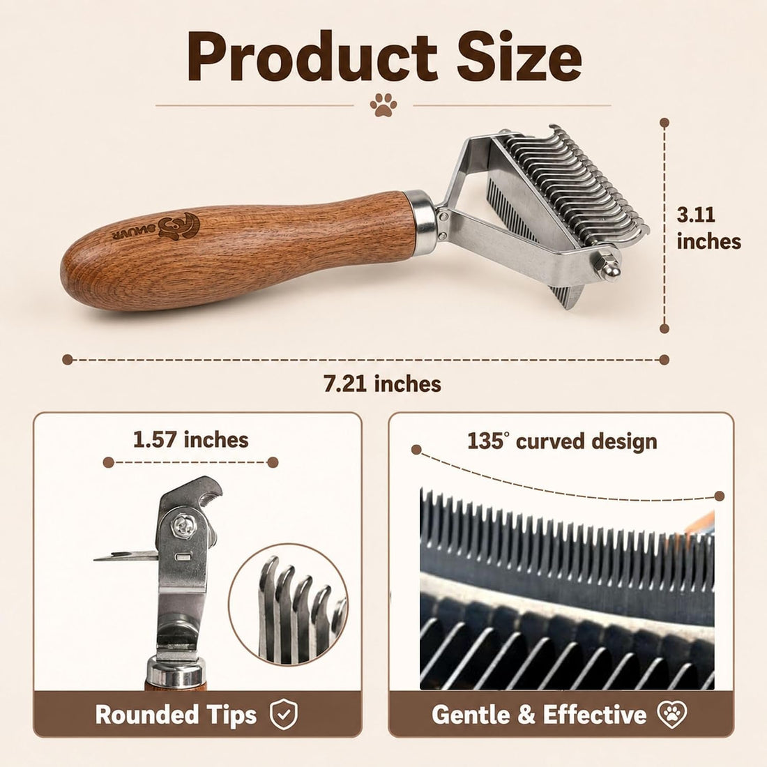 Cat Brush for Long Haired Cats, 2-in-1 Dematting & Deshedding Comb