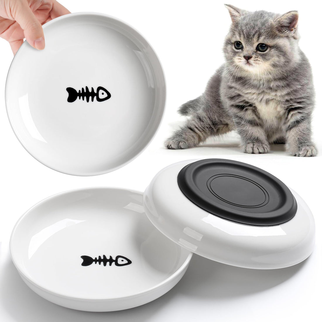 WROSWT No Spill Cat Bowls,Cat Food Bowl,Anti Whisker Fatigue Healthy