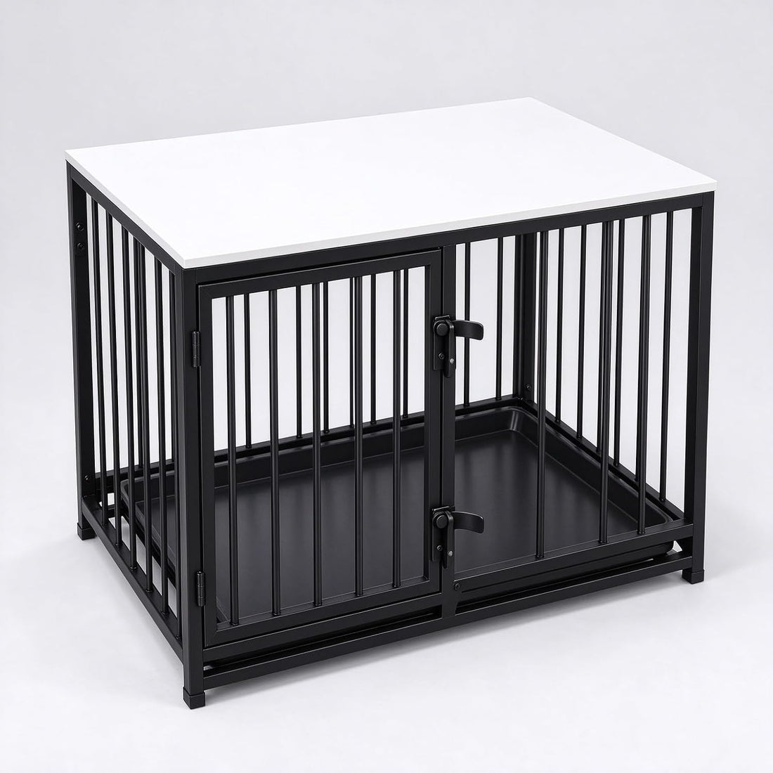 Dog Crate Furniture, 33.5" Metal Dog Kennel, Wood Tabletop