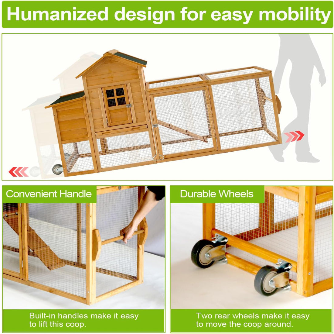 Chicken Coops for 1-2 Chickens with Wheels