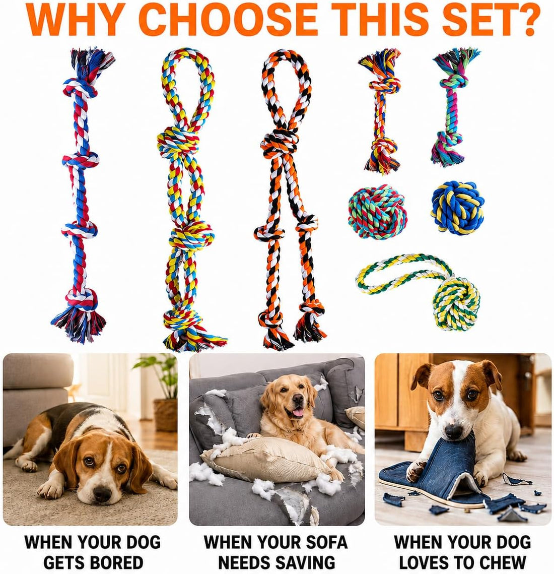 Aitmexcn Dog Rope Toys for Large and Medium Aggressive Chewers