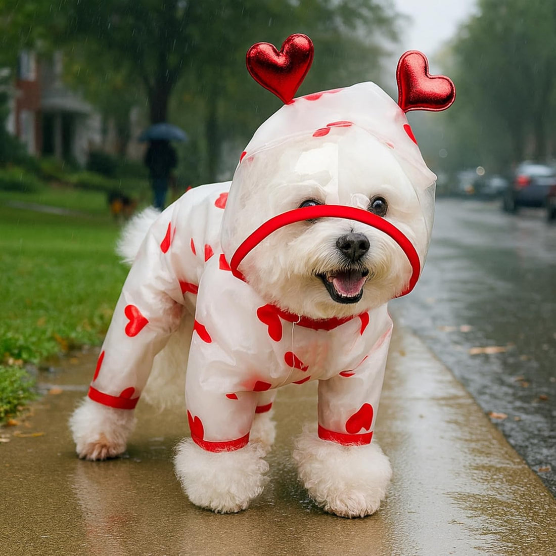 Waterproof Dog Raincoat,Full Coverage 4 Legs Dog Rain Jacket