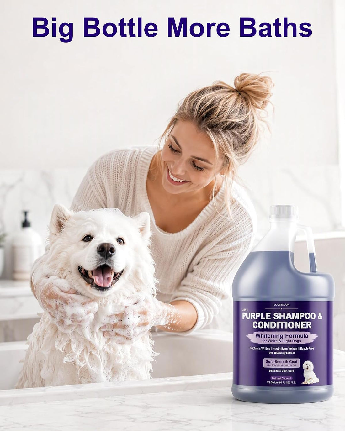 Dog Whitening Shampoo for White Dogs & Light-Colored Coats, 64oz