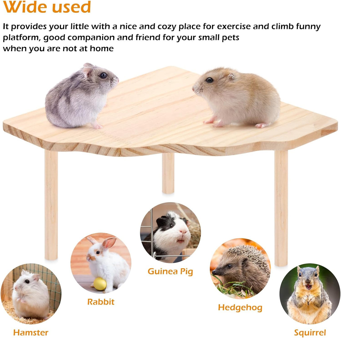 Hamster Play Wooden Platform,2-Piece ,Hamster Cage Accessories Toy Set