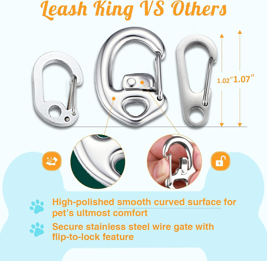 Stainless Steel Pet Collar Tag Clip, Contour Carabiner- 2 Sets