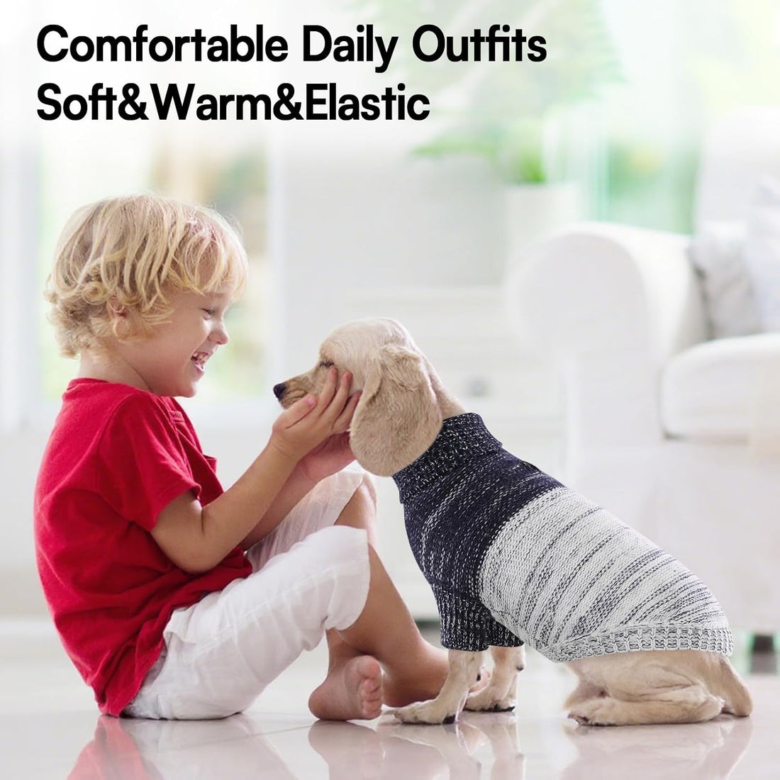 Queenmore Knitted Pullover Dog Sweater, Turtleneck Pet Cat Sweater