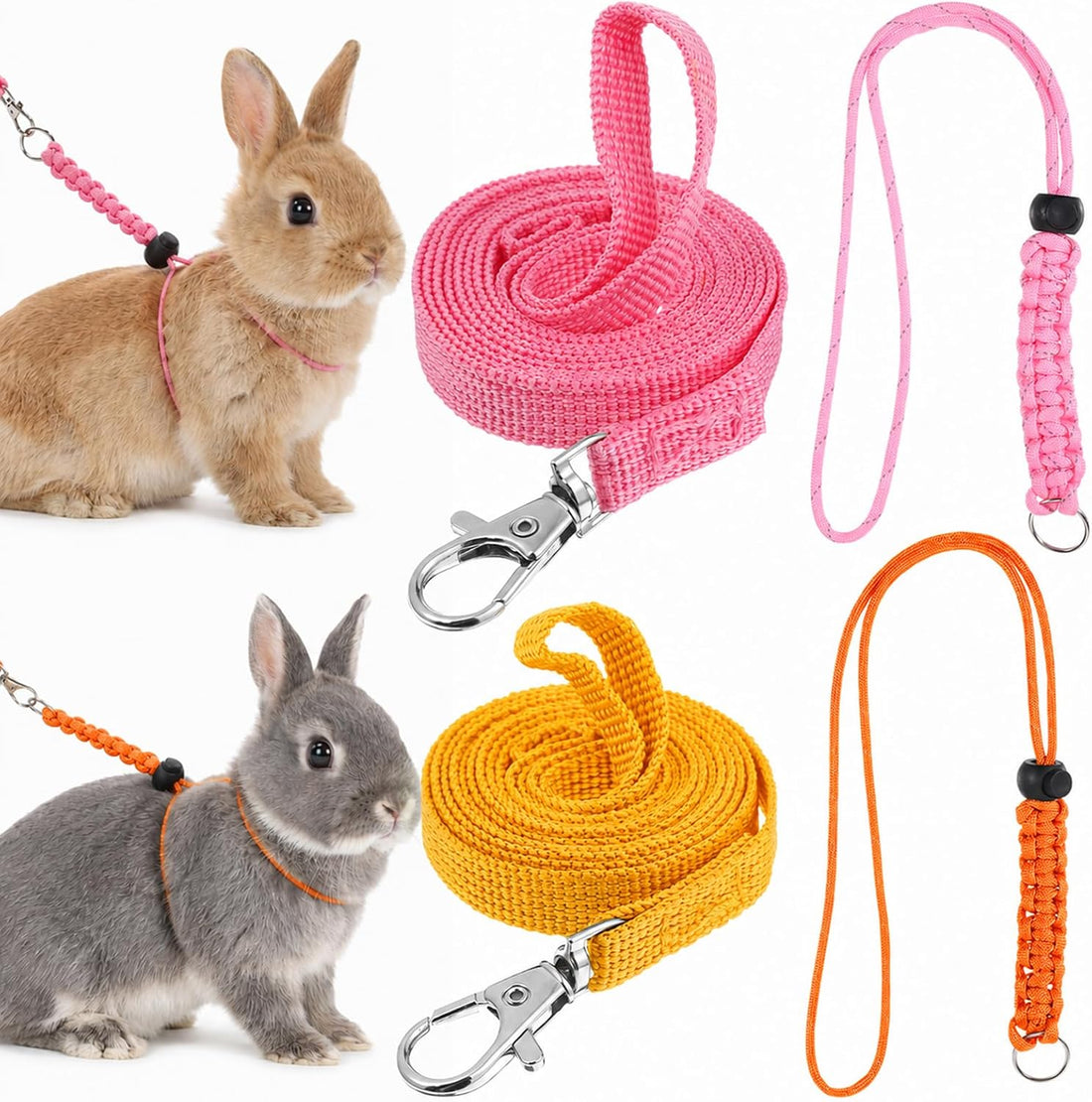 Adjustable Rabbit Harness and Leash Set, 4 Pcs Rabbit Leash