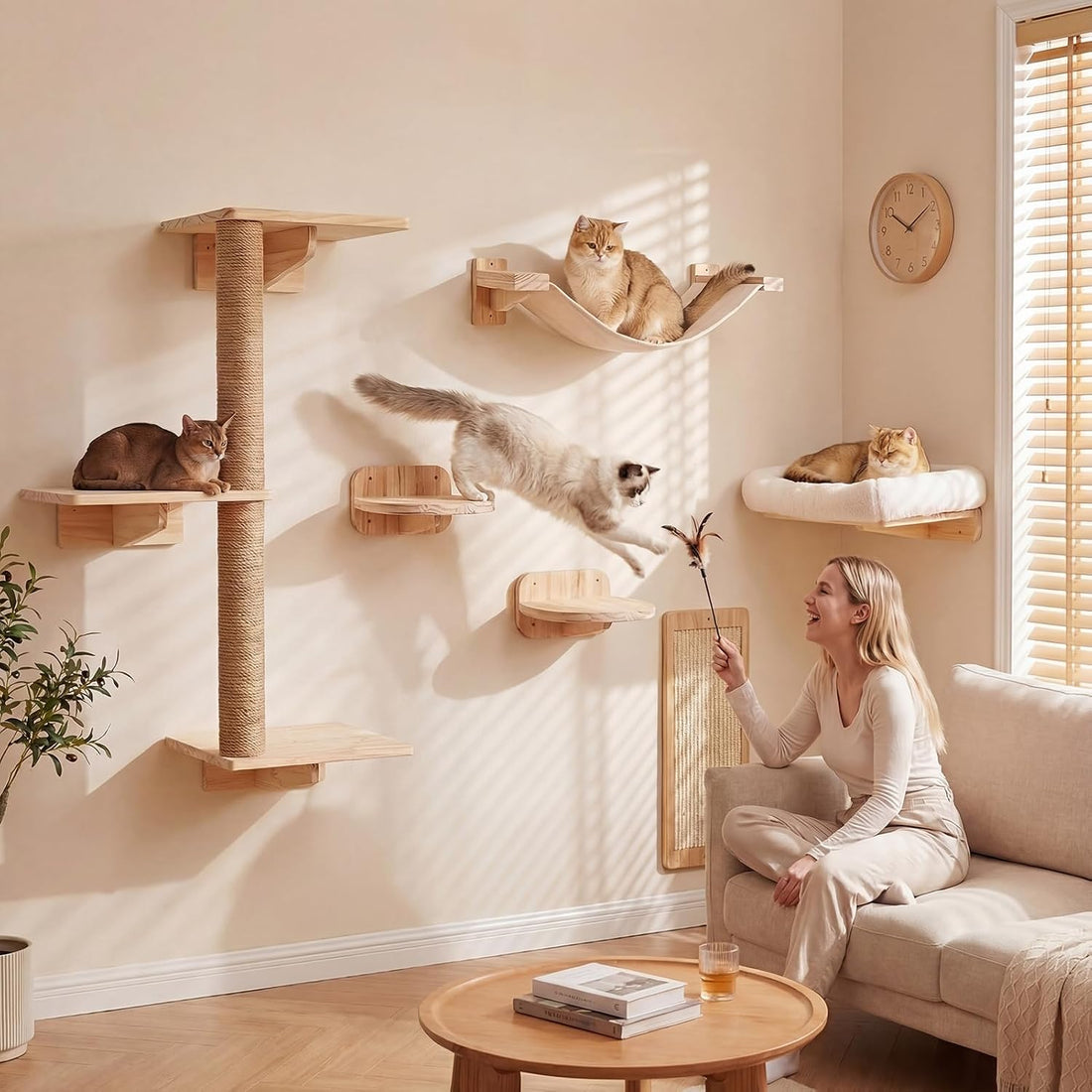 6-in-1 Cat Wall Shelves for Large Cats