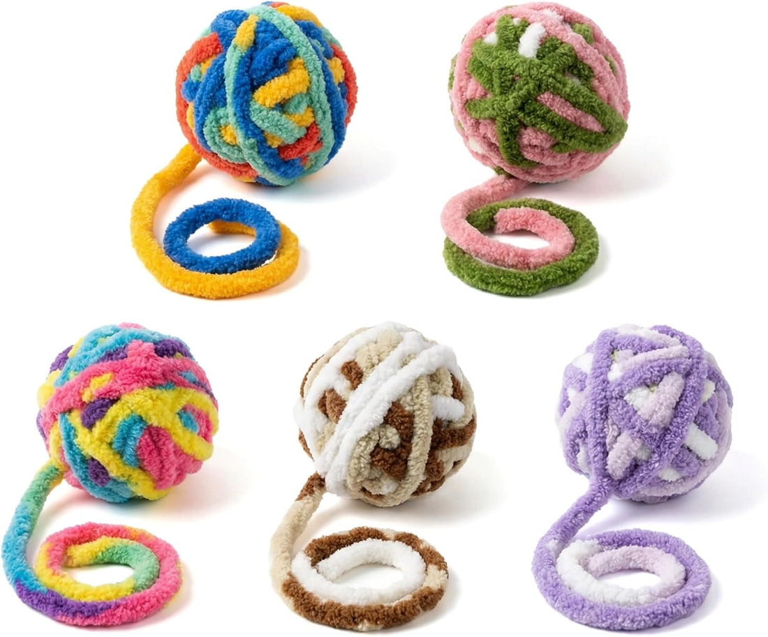 Cat Yarn Balls with Bell Inside, Kitten Toys Pack 5Pcs