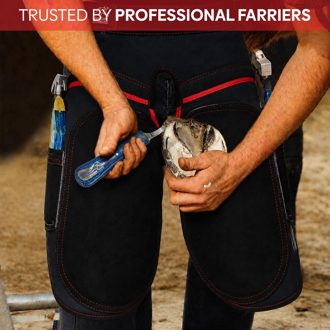 Equine Care Women's Leather Farrier Apron Chaps with Canvas, 23in
