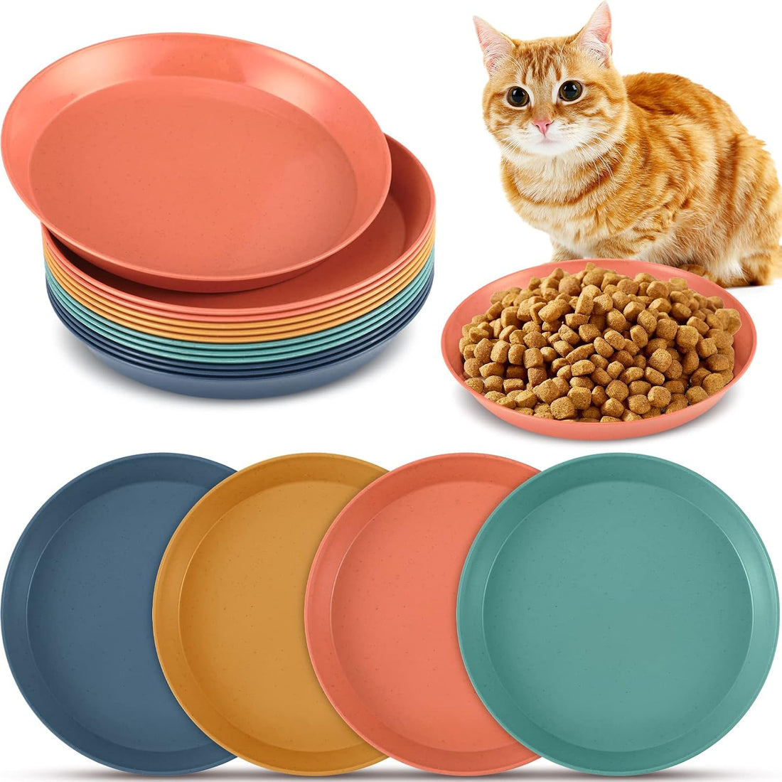Gerrii 12 Pcs Cat Dish 6 Inch Shallow Wide Cat Bowls