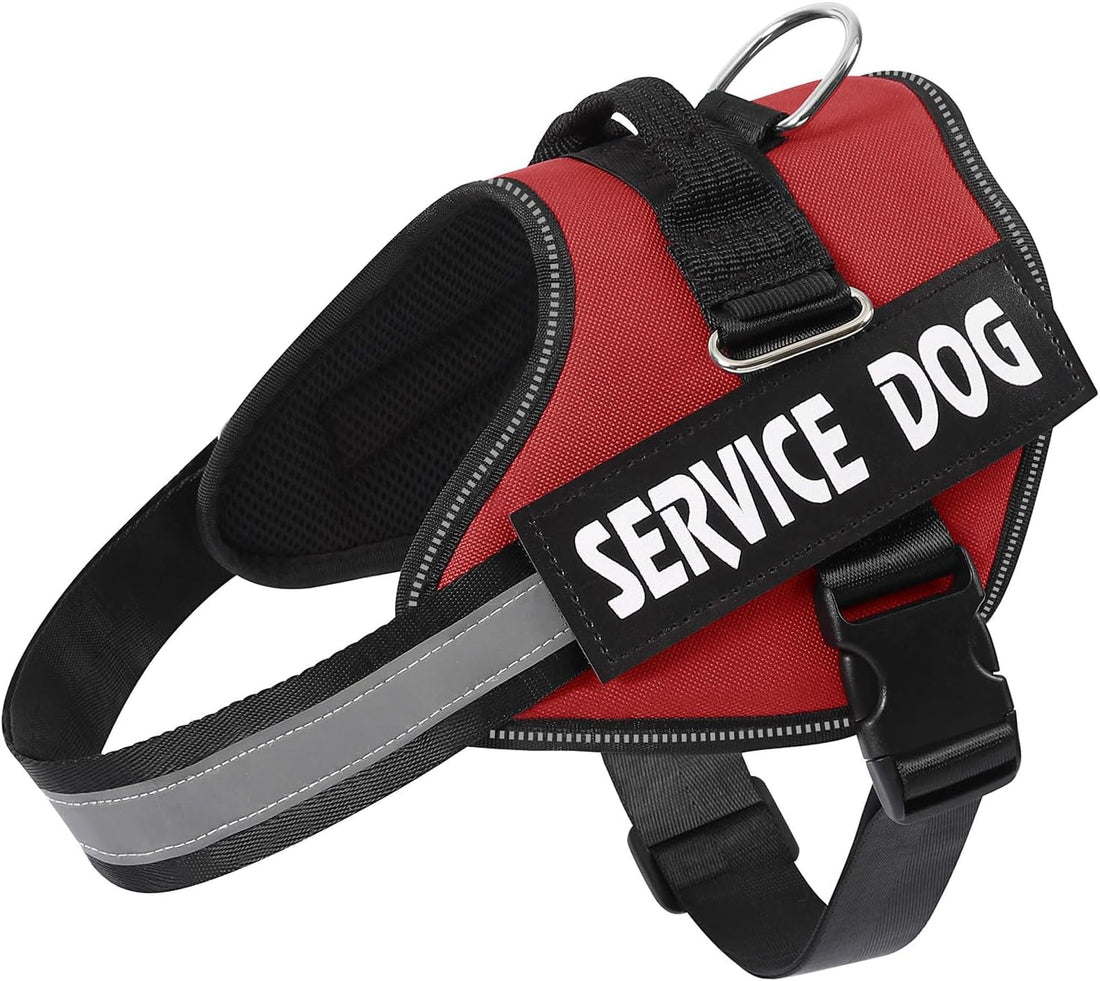 MUMUPET Service Dog Harness, No Pull & Reflective Pet Vest, Red, S