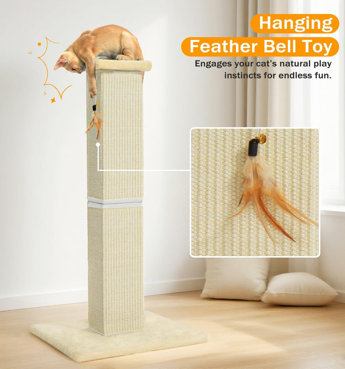 Made4Pets Cat Scratching Post for Indoor Cats, Sisal Cat Scratcher
